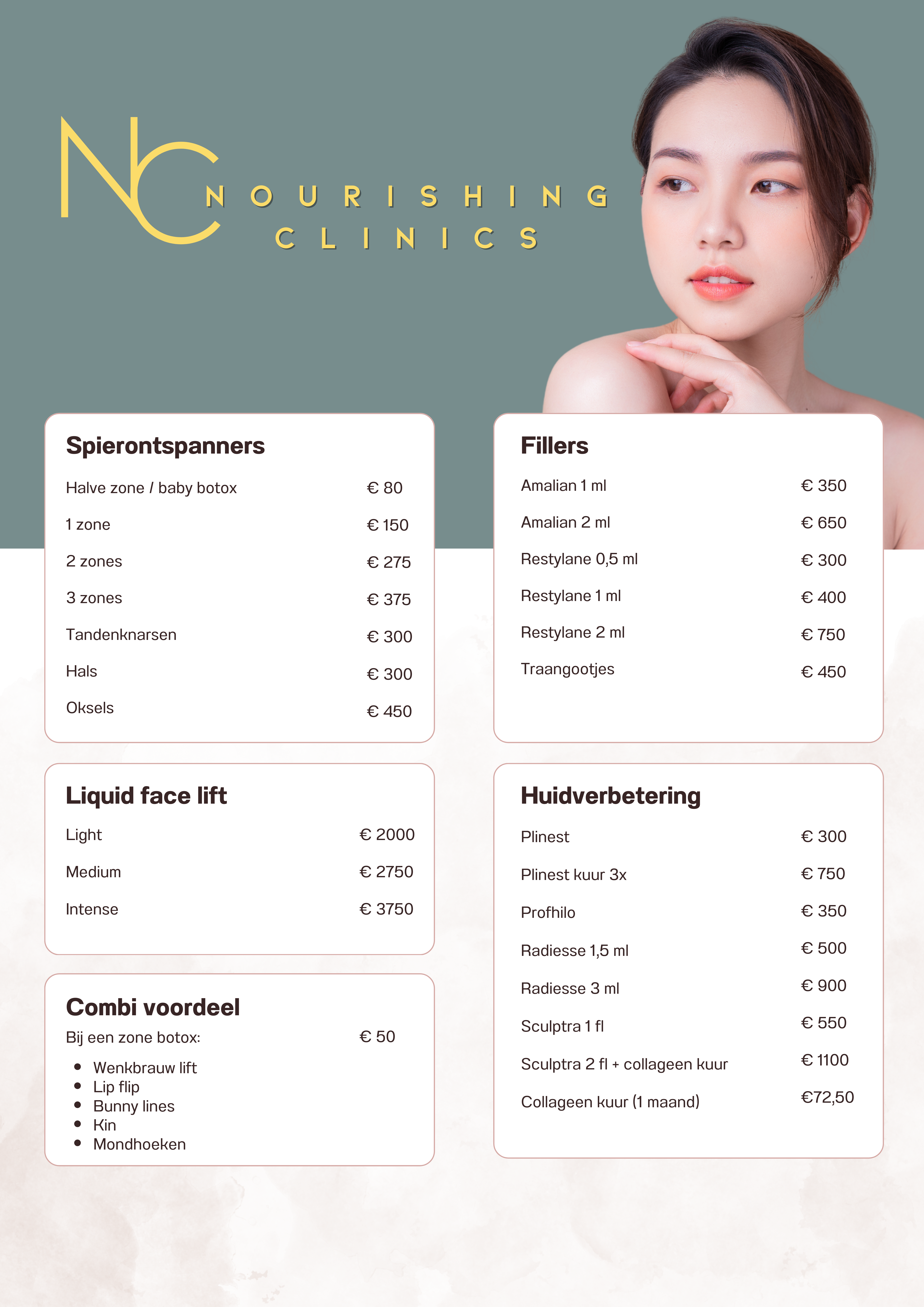 Prijslijst Nourishing Clinics januari 2025